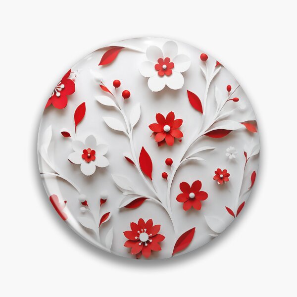 Item preview, Paper Cut Floral Pattern — Red and White Botanical Art designed and sold by Aureva Arts Shop.