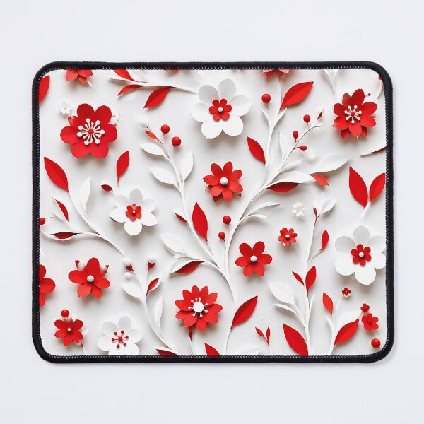 Item preview, Paper Cut Floral Pattern — Red and White Botanical Art designed and sold by Aureva Arts Shop.