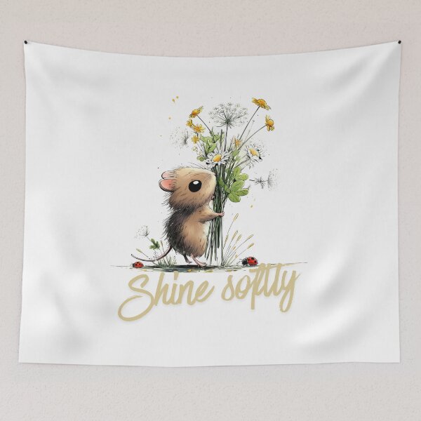 Item preview, Shine Softly Cute Mouse Floral Inspirational Quote designed and sold by CleanDecor.