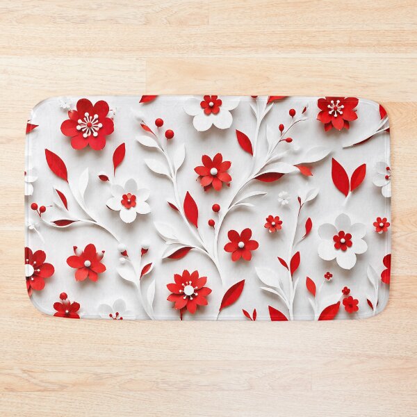 Item preview, Paper Cut Floral Pattern — Red and White Botanical Art designed and sold by Aureva Arts Shop.