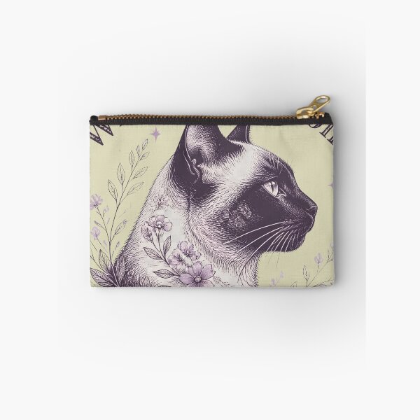 Item preview, Whimsical Siamese Cat Floral Engraving Art designed and sold by Retro Rascals Co..