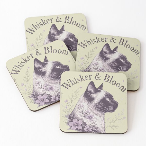Item preview, Whimsical Siamese Cat Floral Engraving Art designed and sold by Retro Rascals Co..