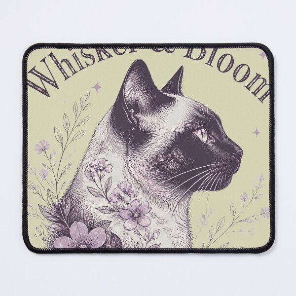 Item preview, Whimsical Siamese Cat Floral Engraving Art designed and sold by Feral Feline.