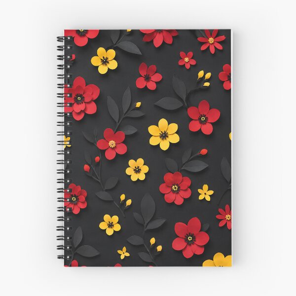 Item preview, Paper Cut Floral Pattern — Red Yellow Black Botanical Art designed and sold by Aureva Arts Shop.