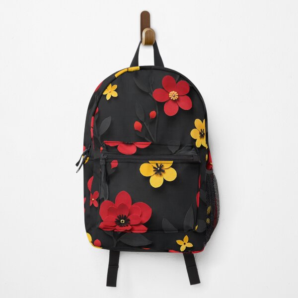 Item preview, Paper Cut Floral Pattern — Red Yellow Black Botanical Art designed and sold by Aureva Arts Shop.