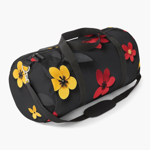 Item preview, Paper Cut Floral Pattern — Red Yellow Black Botanical Art designed and sold by Aureva Arts Shop.