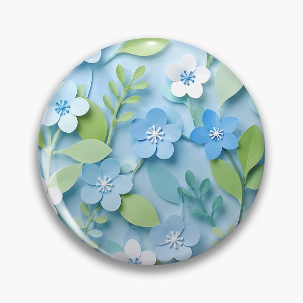 Item preview, Paper Cut Floral Pattern — Blue Green White Botanical Art designed and sold by Aureva Arts Shop.