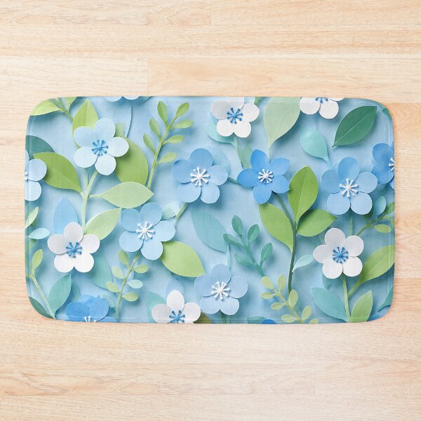 Item preview, Paper Cut Floral Pattern — Blue Green White Botanical Art designed and sold by Aureva Arts Shop.