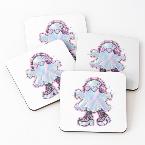 Item preview, Holographic Kawaii Ghost | Retro Y2K Halloween Aesthetic | Cute Spooky Vaporwave designed and sold by MrDev.