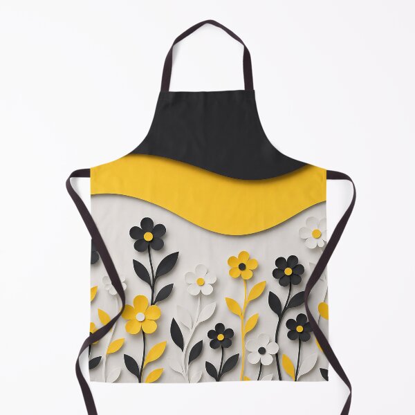 Item preview, Paper Cut Floral Art — Yellow Black White Flower Wall Decor designed and sold by Aureva Arts Shop.