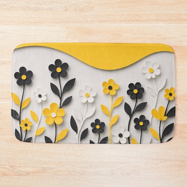 Item preview, Paper Cut Floral Art — Yellow Black White Flower Wall Decor designed and sold by Aureva Arts Shop.