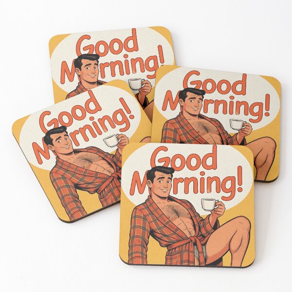 Item preview, Good Morning Handsome Man in Bathrobe Retro Art designed and sold by ZhivanCrimson.