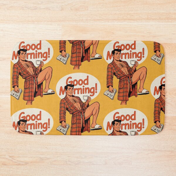 Item preview, Good Morning Handsome Man in Bathrobe Retro Art designed and sold by ZhivanCrimson.