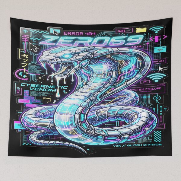 Item preview, ZERO69 Cybernetic Venom – Y2K Glitch Cobra Cyberpunk Snake Unique designed and sold by zero69nodaysoff.