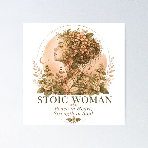 Item preview, Stoic Woman Botanical Portrait – Peace and Strength designed and sold by PixelBlob.