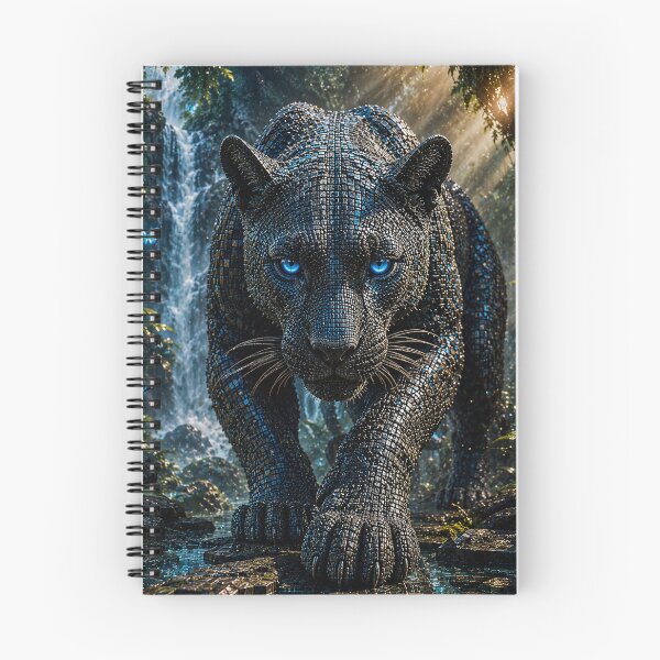 Item preview, Black panther with blue eyes in 3D micro mosaic designed and sold by JcAbstractArt.