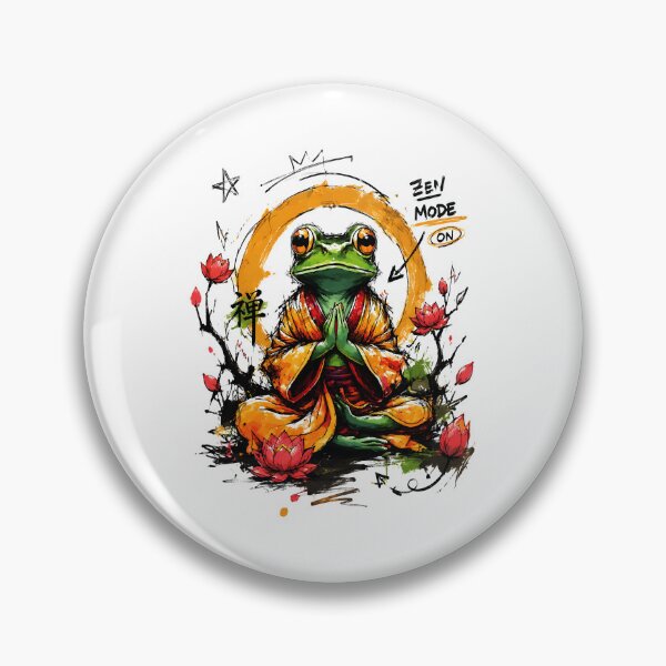 Item preview, Zen Mode On Meditating Frog Monk – Peaceful Hand-Drawn Art designed and sold by RamyGallery.