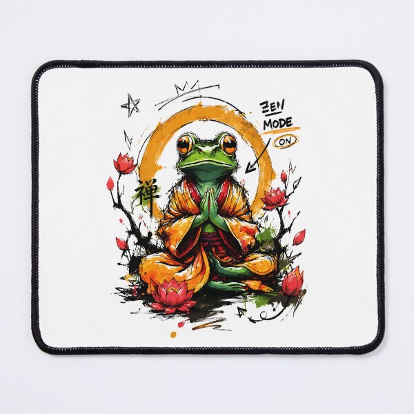 Item preview, Zen Mode On Meditating Frog Monk – Peaceful Hand-Drawn Art designed and sold by RamyGallery.