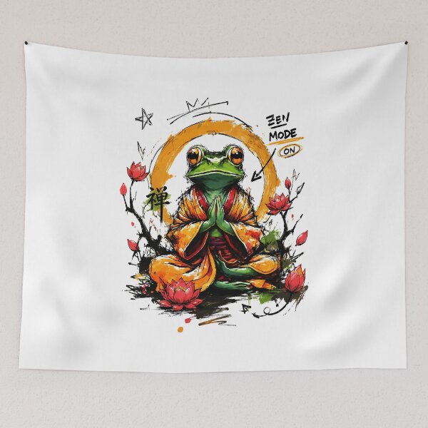 Item preview, Zen Mode On Meditating Frog Monk – Peaceful Hand-Drawn Art designed and sold by RamyGallery.