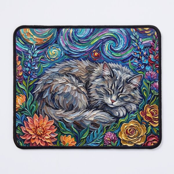Item preview, Amongst the Flowers – Gray Domestic Long Hair Cat designed and sold by AjaTrier.