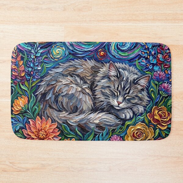 Item preview, Amongst the Flowers – Gray Domestic Long Hair Cat  designed and sold by AjaTrier.