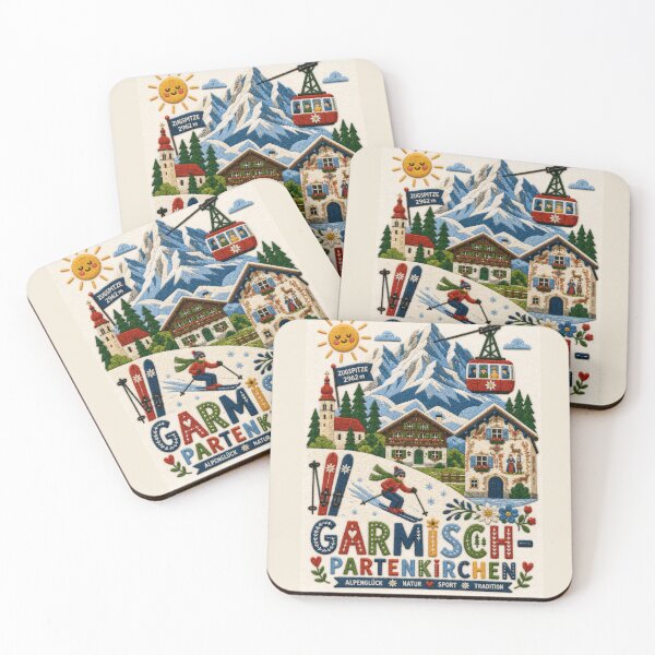 Item preview, Garmisch-Partenkirchen Germany Embroidered Travel Art | Zugspitze Alps Ski Resort Souvenir Illustration designed and sold by Witsprings.