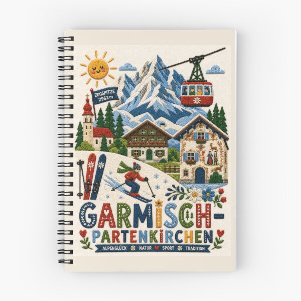 Item preview, Garmisch-Partenkirchen Germany Embroidered Travel Art | Zugspitze Alps Ski Resort Souvenir Illustration designed and sold by Witsprings.