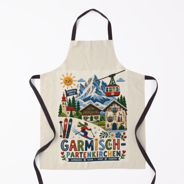 Item preview, Garmisch-Partenkirchen Germany Embroidered Travel Art | Zugspitze Alps Ski Resort Souvenir Illustration designed and sold by Witsprings.