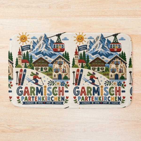Item preview, Garmisch-Partenkirchen Germany Embroidered Travel Art | Zugspitze Alps Ski Resort Souvenir Illustration designed and sold by Witsprings.