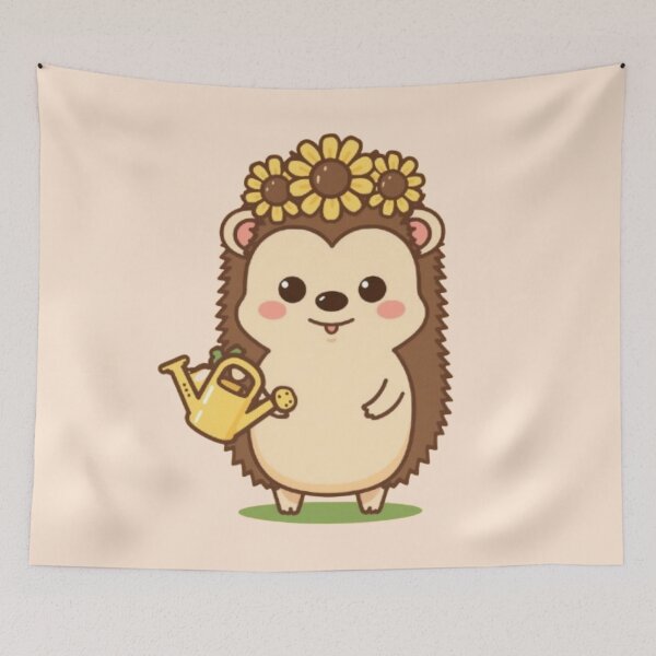 Item preview, Kawaii Sunflower Hedgehog | Cute Floral Woodland Sticker designed and sold by Stylestickers55.