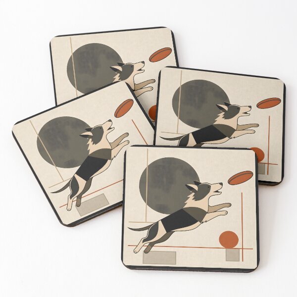 Item preview, Bauhaus Border Collie Chasing a Frisbee designed and sold by BarkhausStudio.