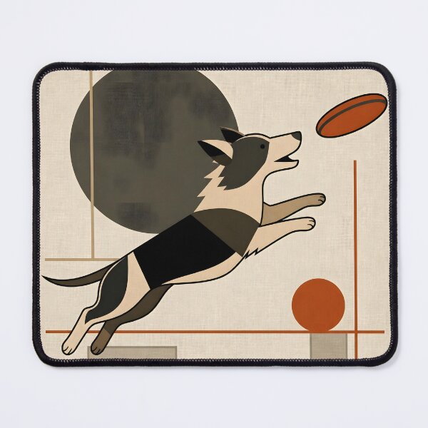 Item preview, Bauhaus Border Collie Chasing a Frisbee designed and sold by BarkhausStudio.
