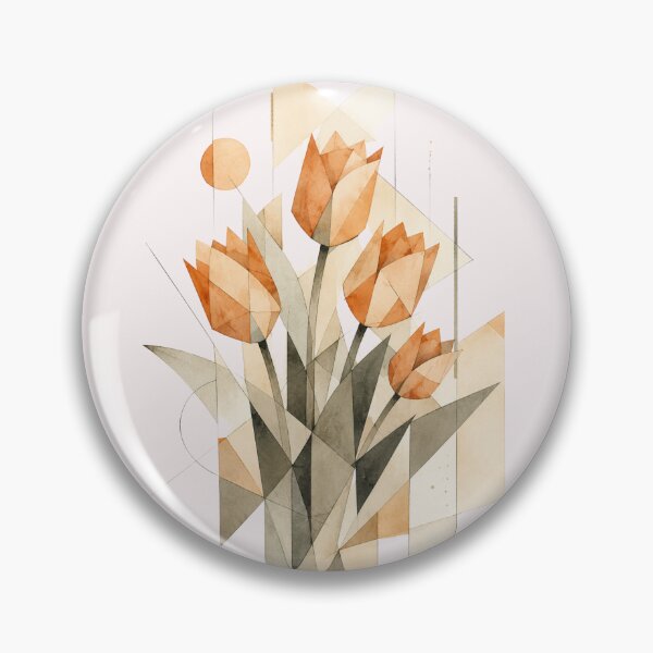 Item preview, Geometric Abstract Tulips in orange tones. A subtle floral composition. A delicate bouquet. designed and sold by NewtBoo.