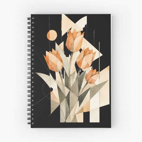 Item preview, Geometric Abstract Tulips in orange tones. A subtle floral composition. A delicate bouquet. designed and sold by NewtBoo.