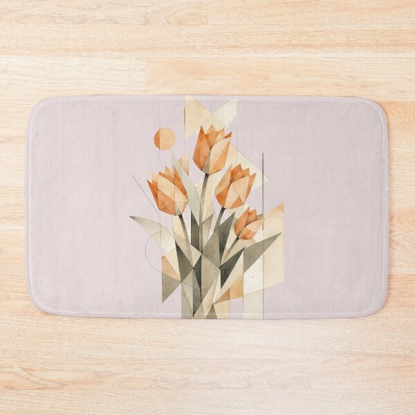 Item preview, Geometric Abstract Tulips in orange tones. A subtle floral composition. A delicate bouquet. designed and sold by NewtBoo.