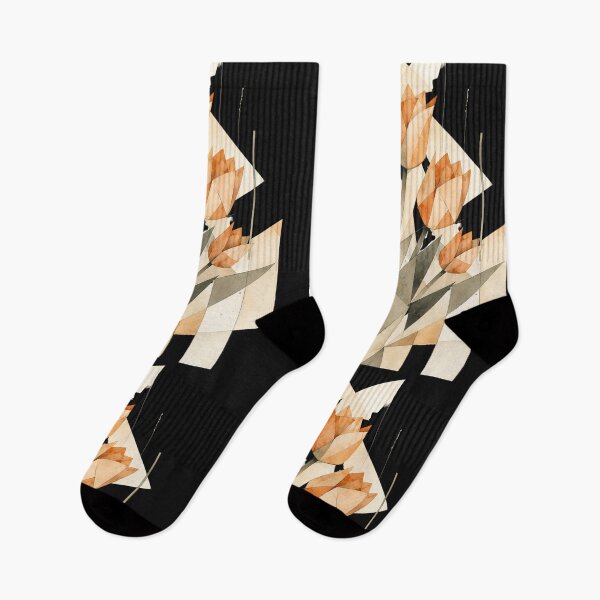 Item preview, Geometric Abstract Tulips in orange tones. A subtle floral composition. A delicate bouquet. designed and sold by NewtBoo.