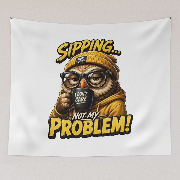 Item preview, Sipping Not My Problem Funny Owl Coffee T-Shirt | Cute Kawaii Graphic Tee designed and sold by M.Store.