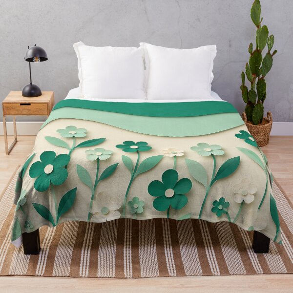 Item preview, Paper Cut Floral Art — Green Teal Cream Botanical Wall Decor designed and sold by Aureva Arts Shop.