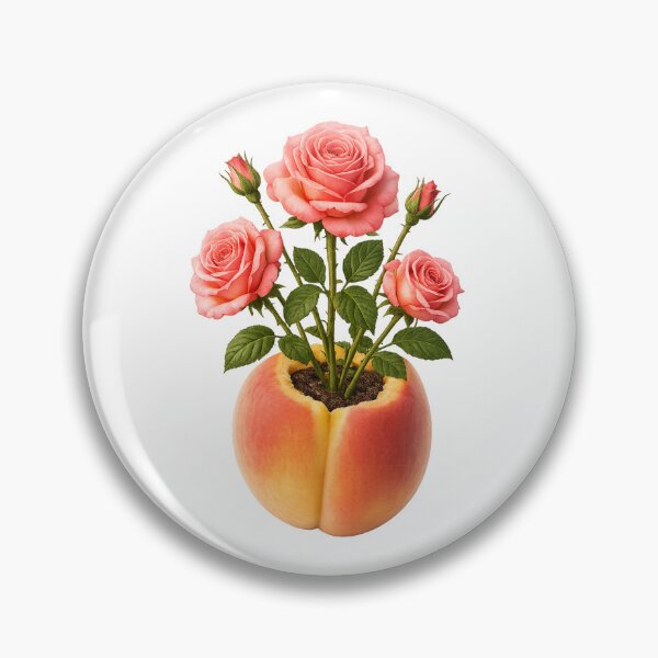 Item preview, Peach planter with blooming roses designed and sold by Side Quest Co..