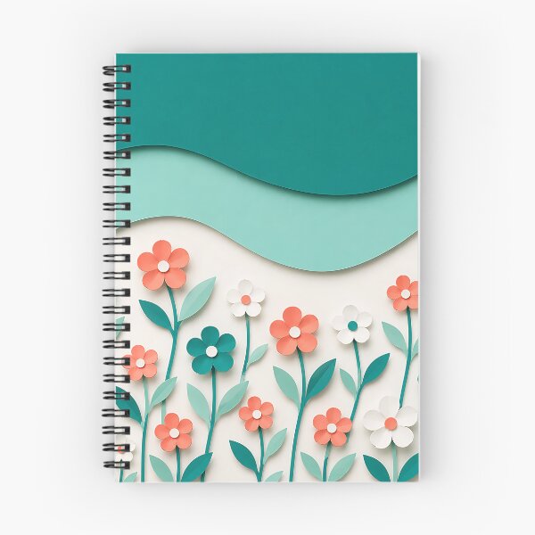 Item preview, Paper Cut Floral Scene — Teal Coral White Botanical Art designed and sold by Aureva Arts Shop.