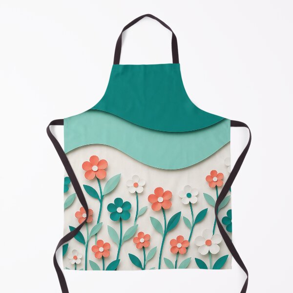 Item preview, Paper Cut Floral Scene — Teal Coral White Botanical Art designed and sold by Aureva Arts Shop.