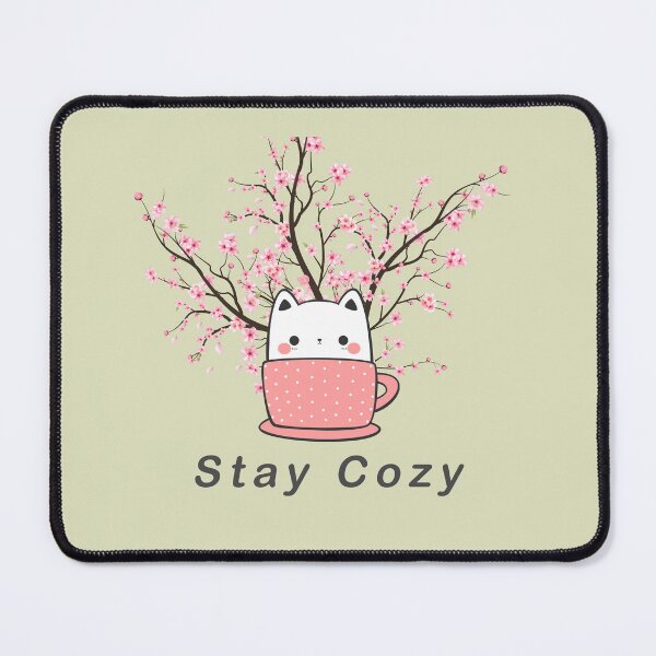 Item preview, Stay-Cozy – Cute Cat in a Teacup with Cherry Blossoms designed and sold by badrobcheb1.