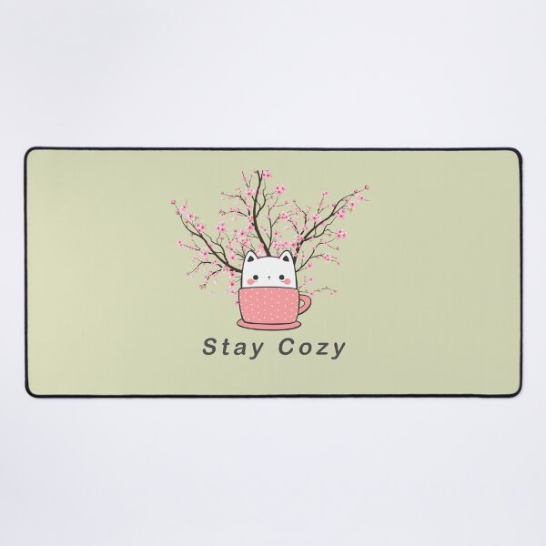 Item preview, Stay-Cozy – Cute Cat in a Teacup with Cherry Blossoms designed and sold by badrobcheb1.
