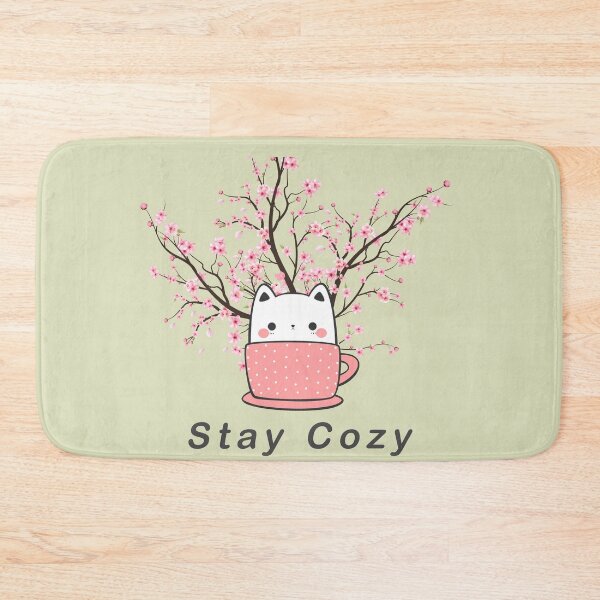Item preview, Stay-Cozy – Cute Cat in a Teacup with Cherry Blossoms designed and sold by badrobcheb1.