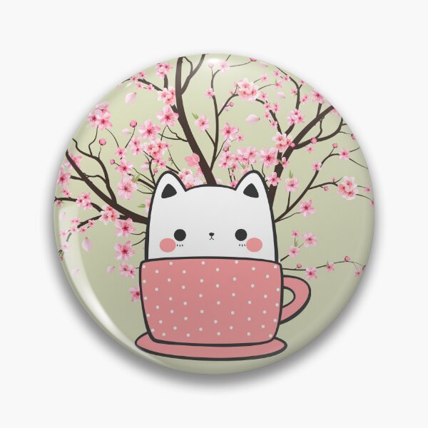 Item preview, Stay-Cozy – Cute Cat in a Teacup with Cherry Blossoms designed and sold by badrobcheb1.