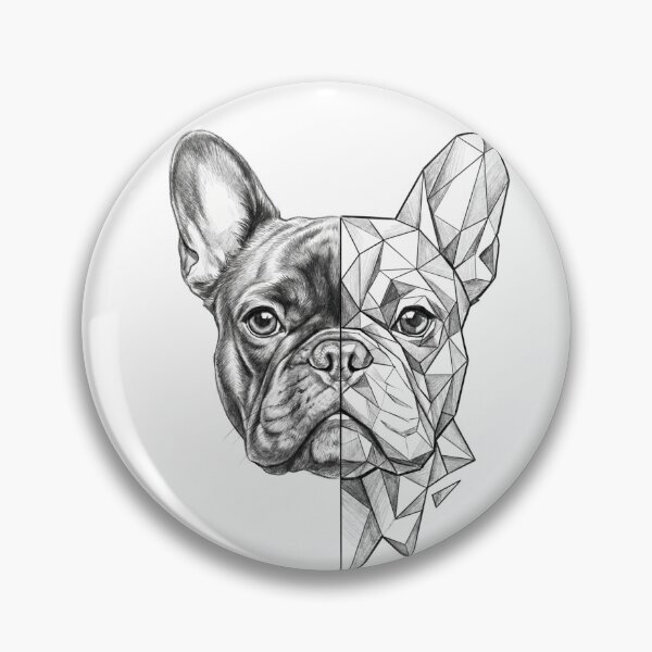 Item preview, French Bulldog Half Sketch Half Geometric Portrait – Minimalist Low Poly Dog Art designed and sold by shallia.