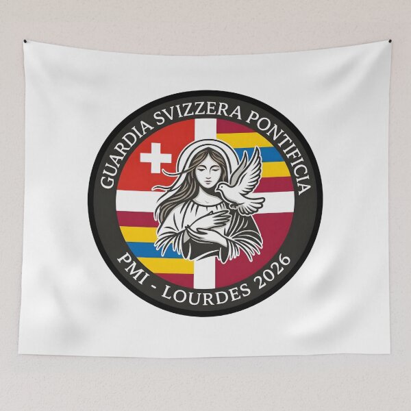 Item preview, Pontifical Swiss Guard PMI Lourdes 2026 Pilgrimage Emblem designed and sold by CharlieDesings.
