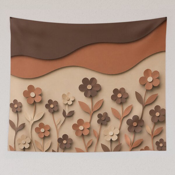 Item preview, Paper Cut Floral Art — Terracotta Brown Boho Wall Decor designed and sold by Aureva Arts Shop.