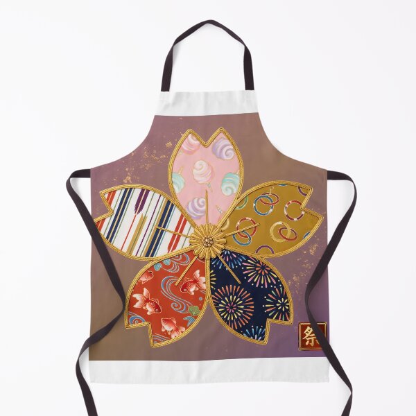 Item preview, Matsuri — Japanese Cherry Blossom Crest Art Print | Cotton Candy & Goldfish Festival Pattern designed and sold by KimonoKotoba.