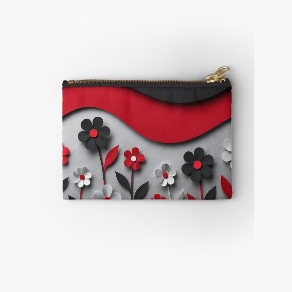Item preview, Paper Cut Floral Scene — Red Black Silver Botanical Art designed and sold by Aureva Arts Shop.